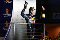 Daniel Ricciardo, Red Bull Racing celebrates his second position on the podium