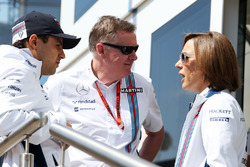 (L to R): Felipe Massa, Williams with Mike O'Driscoll, Williams Group CEO and Claire Williams, Williams Deputy Team Principal