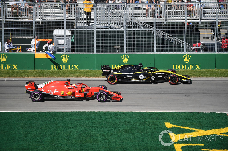 Nico Hulkenberg, Renault Sport F1 Team R.S. 18 y Sebastian Vettel, Ferrari SF71H