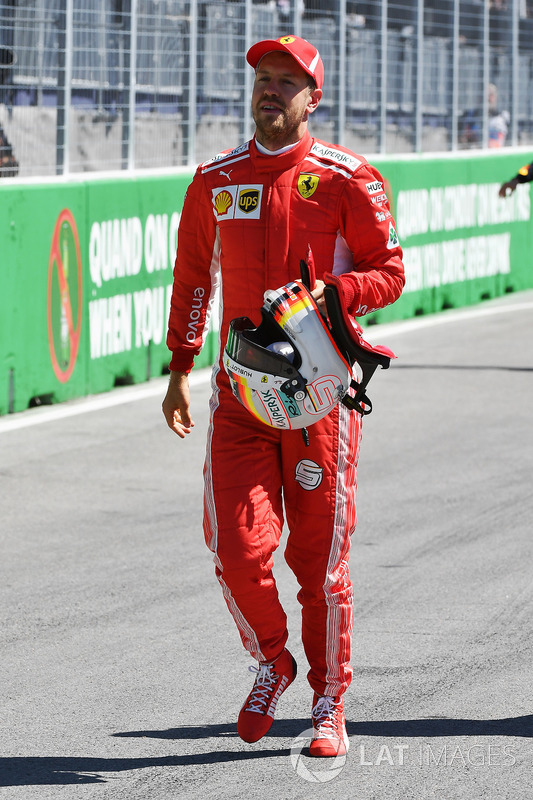 Sebastian Vettel, Ferrari celebrates in parc ferme