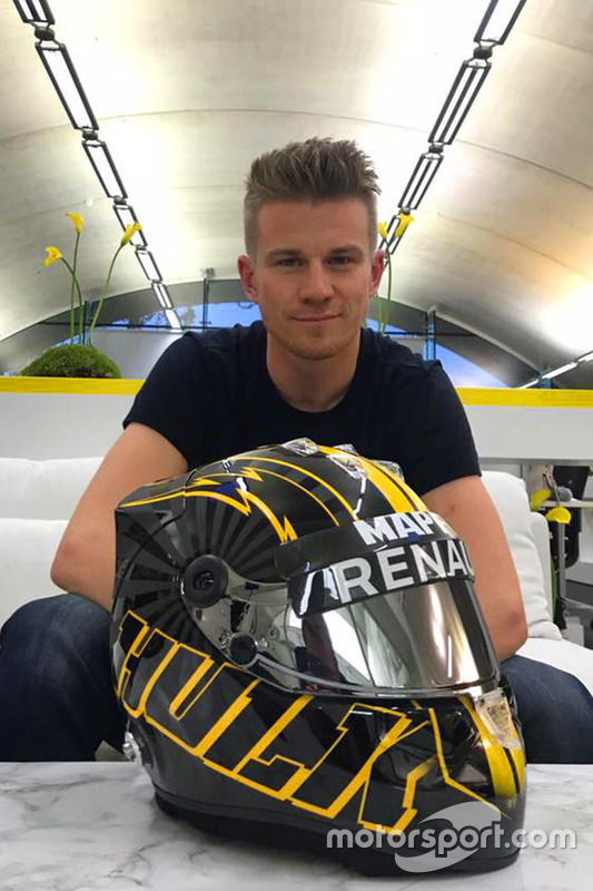 Nico Hulkenberg with his new helmet design