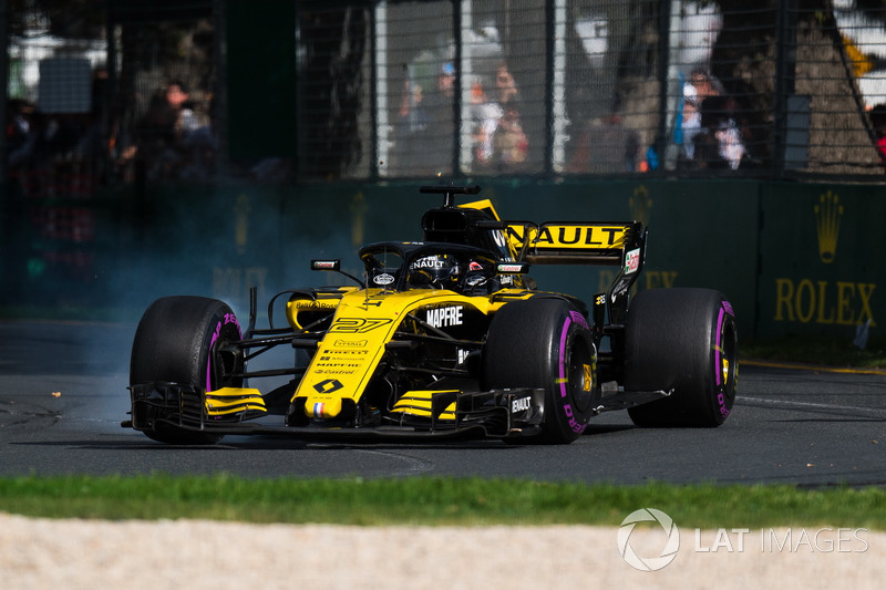 Nico Hulkenberg, Renault Sport F1 Team R.S. 18 bloque une roue