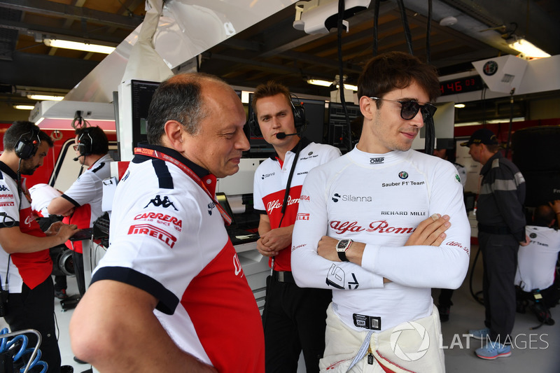 Frederic Vasseur, Sauber, Team Principal and Charles Leclerc, Sauber
