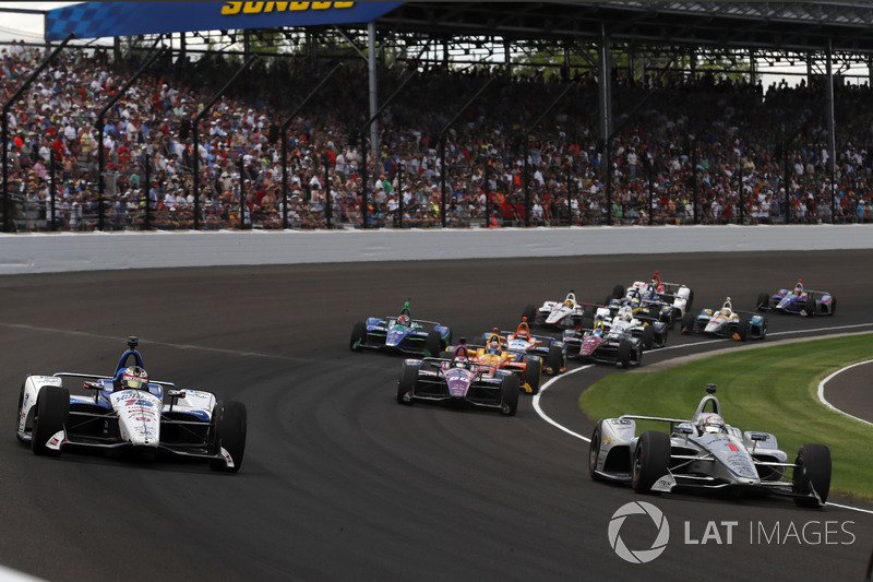 Josef Newgarden, Team Penske Chevrolet, Graham Rahal, Rahal Letterman Lanigan Racing Honda
