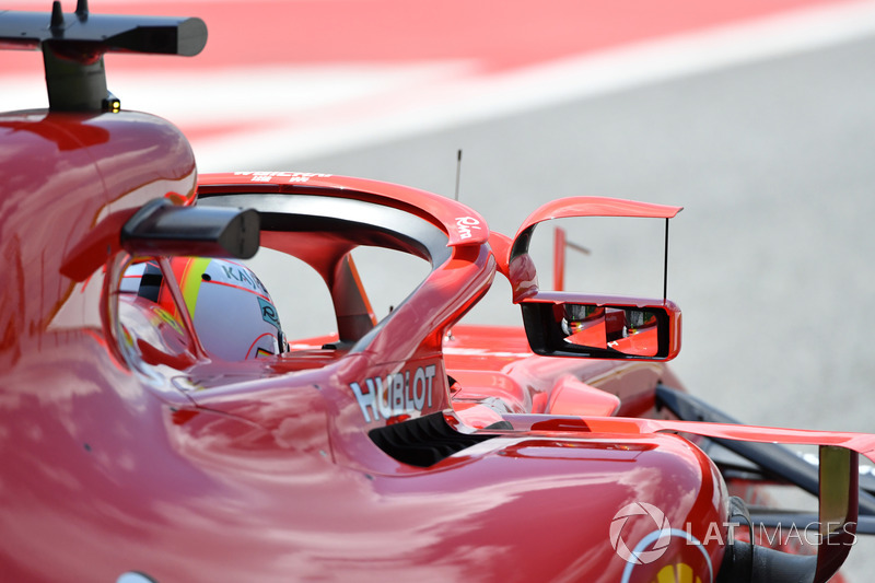 Sebastian Vettel, Ferrari SF71H with mirror on halo