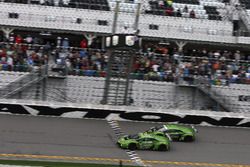 Checkered flag for #11 GRT Grasser Racing Team Lamborghini Huracan GT3: Rolf Ineichen, Mirko Bortolo