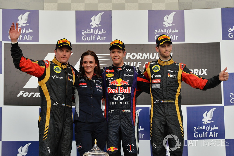 Podium: 1. Sebastian Vettel, Red Bull; 2. Kimi Raikkonen, Lotus; 3. Romain Grosjean, Lotus