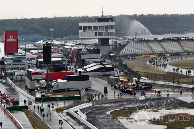 Torrential rain after the race