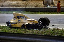 The crashed Lotus of Martin Donnelly after his huge incident