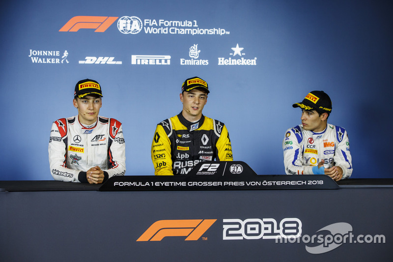 Podium: second place George Russell, ART Grand Prix, winner Artem Markelov, RUSSIAN TIME, third place Sergio Sette Camara, Carlin