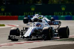 Sergey Sirotkin, Williams FW41, leads Lance Stroll, Williams FW41