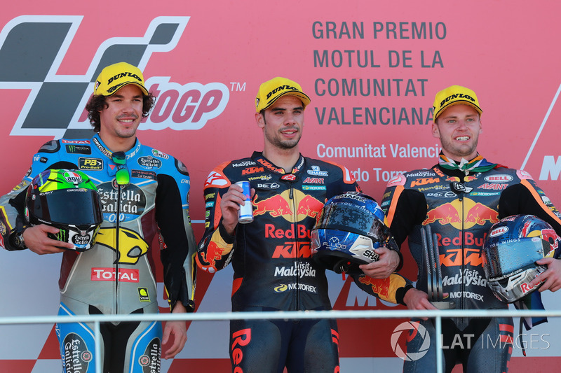 Podium: second place Franco Morbidelli, Marc VDS, Race winner Miguel Oliveira, Red Bull KTM Ajo, third place Brad Binder, Red Bull KTM Ajo