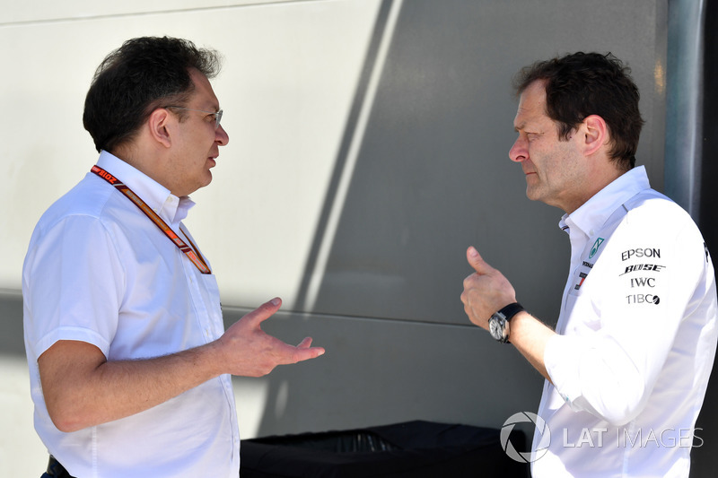 Nicholas Tombazis, Responsabile tecnico delle monoposto FIA e Aldo Costa, Mercedes AMG F1