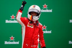 Sebastian Vettel, Ferrari, 1st position, celebrates in Parc Ferme