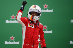 Sebastian Vettel, Ferrari, 1st position, celebrates in Parc Ferme