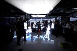 Lewis Hamilton, Mercedes AMG F1 W08, is returned to the garage