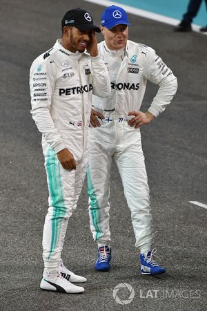 Lewis Hamilton, Mercedes AMG F1 en polesitter Valtteri Bottas, Mercedes AMG F1