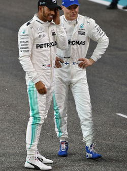 Lewis Hamilton, Mercedes AMG F1 and pole sitter Valtteri Bottas, Mercedes AMG F1