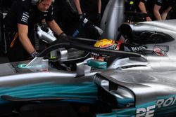 Lewis Hamilton, Mercedes-Benz F1 W08 with halo