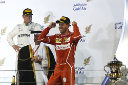 Podium: winner Sebastian Vettel, Ferrari, third place Valtteri Bottas, Mercedes AMG F1