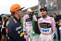 Max Verstappen, Red Bull Racing, Esteban Ocon, Sahara Force India F1 and Sergio Perez, Sahara Force