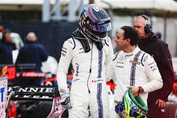 Lance Stroll, Williams, Felipe Massa, Williams, in Parc Ferme after Qualifying