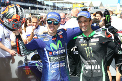 Winner Maverick Viñales, Yamaha Factory Racing, second place Johann Zarco, Monster Yamaha Tech 3