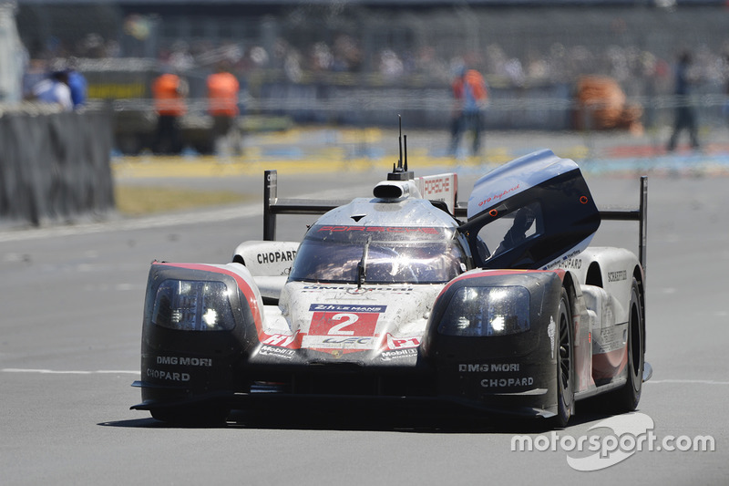 #2 Porsche Team Porsche 919 Hybrid: Timo Bernhard, Earl Bamber, Brendon Hartley after winning