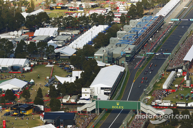 An aerial view of the start