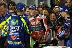 Race winner Maverick Viñales, Yamaha Factory Racing, third place Valentino Rossi, Yamaha Factory Racing,Aleix Espargaro, Aprilia Racing Team Gresini