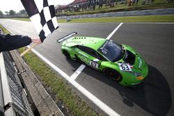 #63 GRT Grasser Racing Team Lamborghini Huracan GT3: Christian Engelhart, Mirko Bortolotti, takes the checkered flag