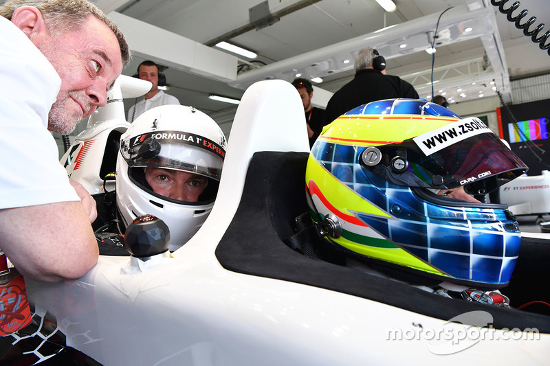 Paul Stoddart, Zsolt Baumgartner, F1 Experiences 2-Seater driver and F1 Experiences 2-Seater passenger Thomas Senecal, Journalist and Presenter for Canal