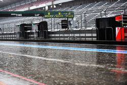 Rain in the pitlane