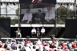 Ross Brawn, Managing Director of Motorsports, FOM, Chase Carey, Chairman, Formula One, on the F1 stage