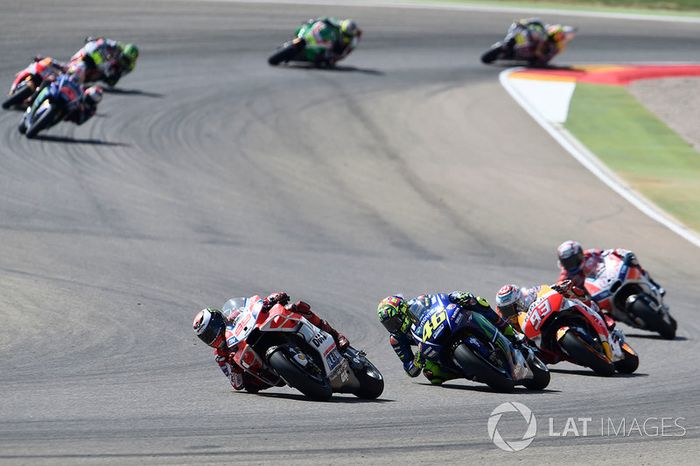 En Aragón lidero durante muchas vueltas la carrera, pero al final se vio superado por Márquez y Pedrosa