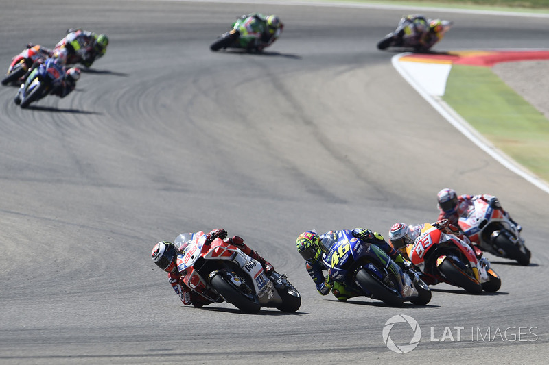 En Aragón lidero durante muchas vueltas la carrera, pero al final se vio superado por Márquez y Pedrosa