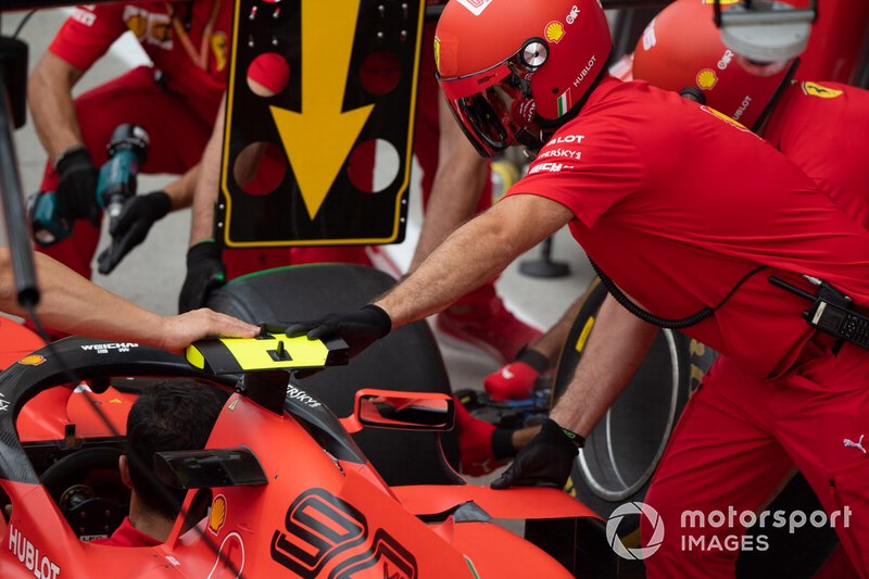 Ferrari pit stop practice with the Ferrari SF90