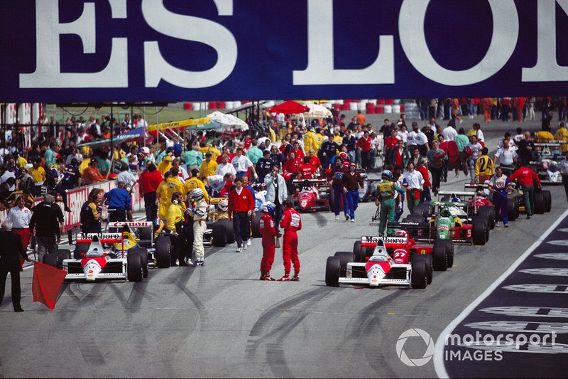 Alain Prost, McLaren Honda and Ayrton Senna, McLaren Honda, Gerhard Berger, Ferrari