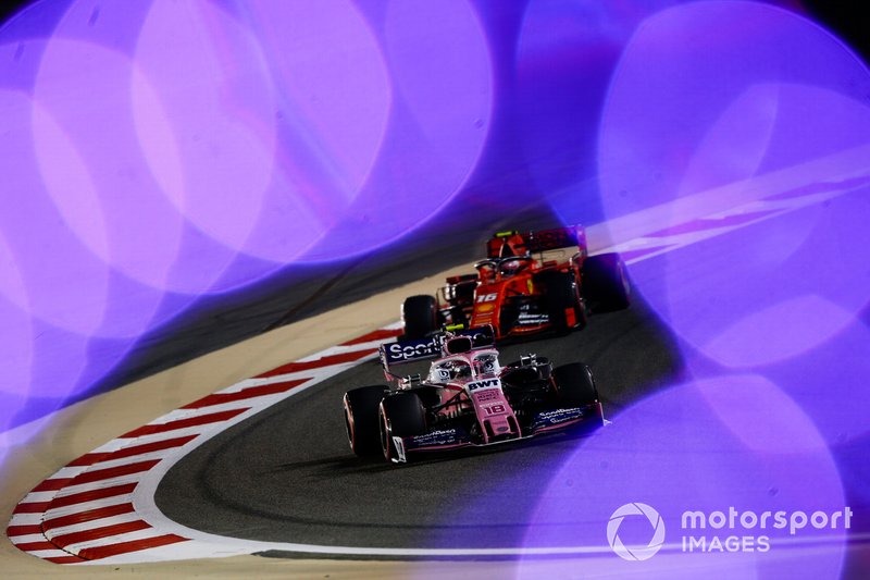 Lance Stroll, Racing Point RP19, leads Charles Leclerc, Ferrari SF90