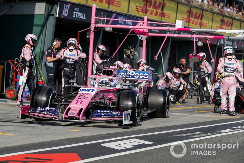 Lance Stroll, Racing Point RP19 pit stop