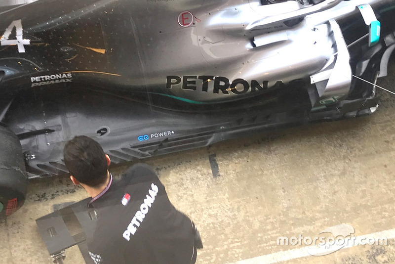 Detalle del fondo de Lewis Hamilton, Mercedes-AMG F1 W10