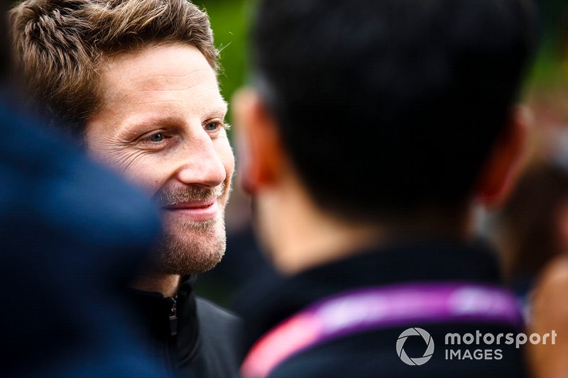 Romain Grosjean, Haas F1 speaks with the media