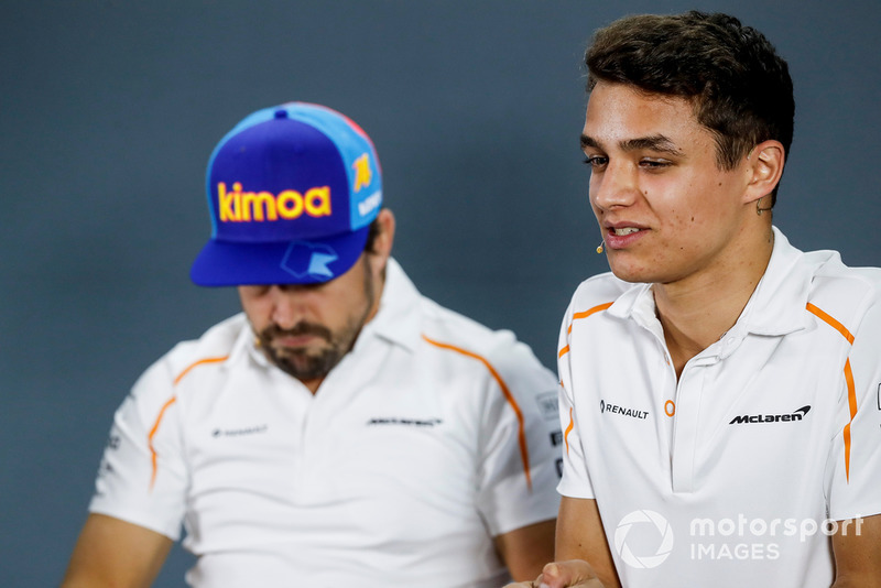 Fernando Alonso, McLaren and Lando Norris, McLaren in the press conference