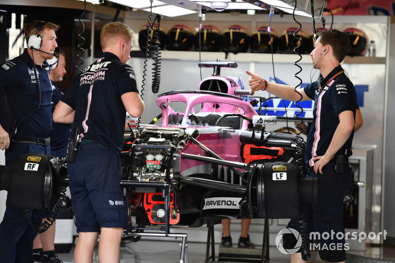 Racing Point Force India VJM11 in the garage