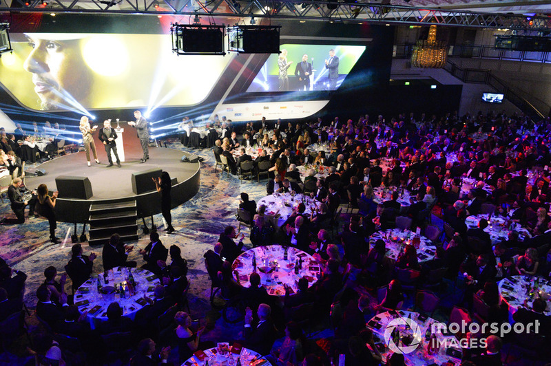 Nicolas Hamilton, brother of F1 World Champion Lewis Hamilton on stage to accept the British Competition Driver and International Racing Driver awards