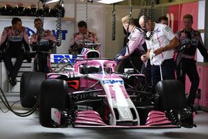 Car of Sergio Perez, Racing Point Force India VJM11 in the garage