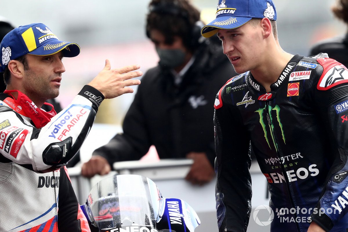 Segundo lugar Johann Zarco, Pramac Racing, tercer lugar Fabio Quartararo, Yamaha Factory Racing
