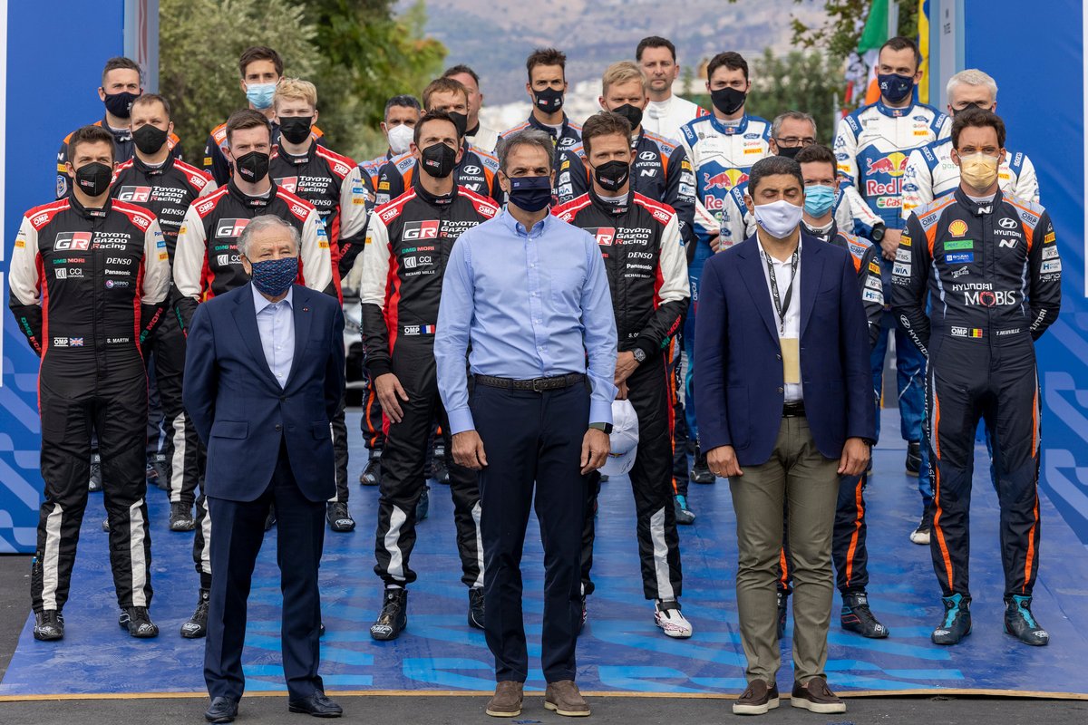 Les pilotes WRC avec Jean Todt, Président FIA