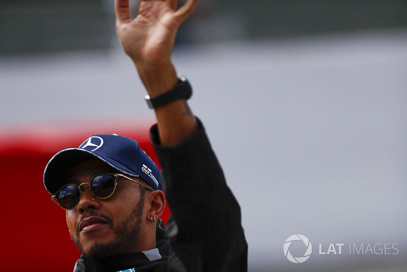 Lewis Hamilton, Mercedes AMG F1, in the drivers parade