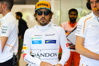Fernando Alonso, McLaren, in the garage